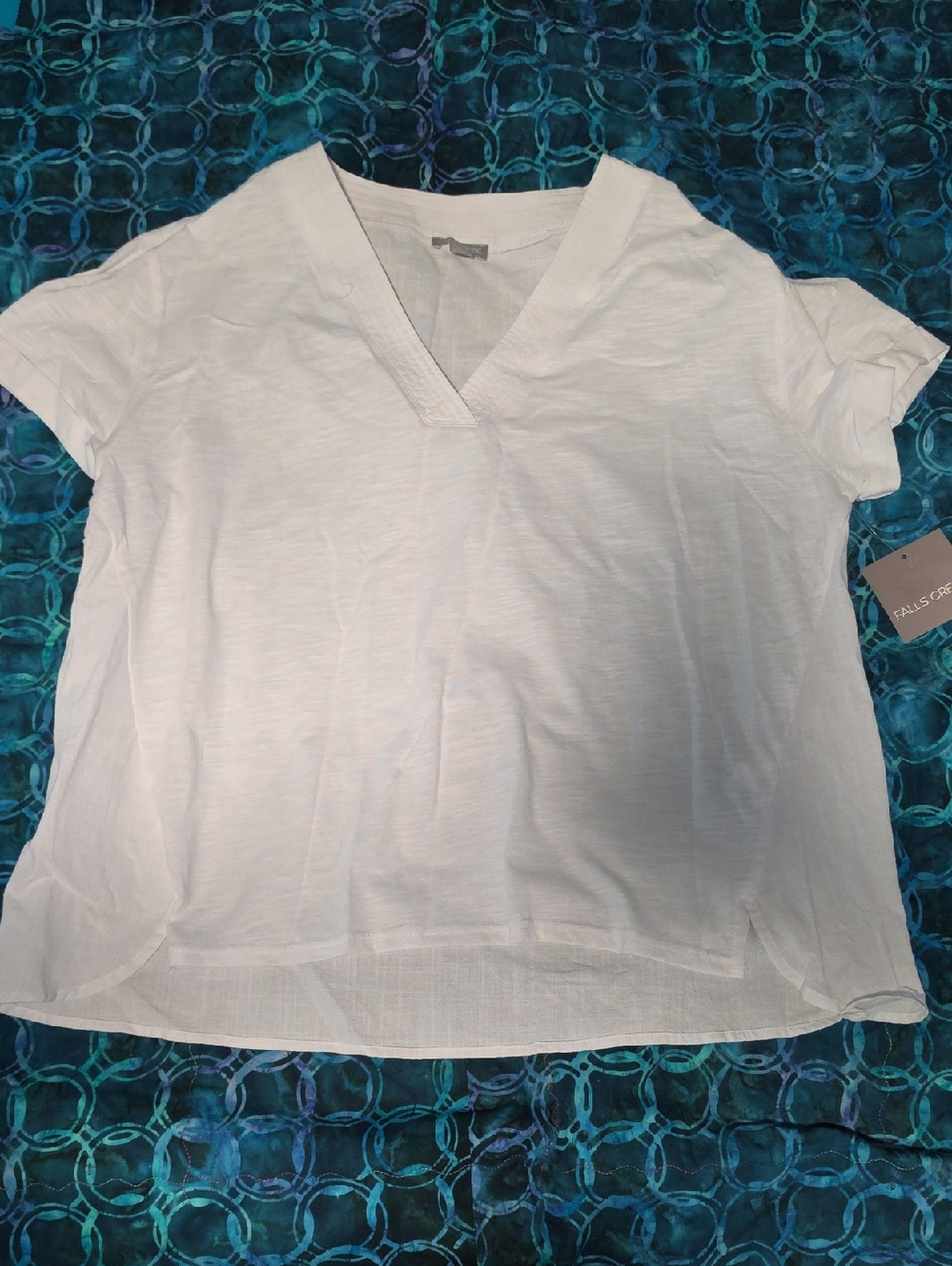 Falls Creek White V-Neck Short Sleeve Blouse NWT Size 1XL